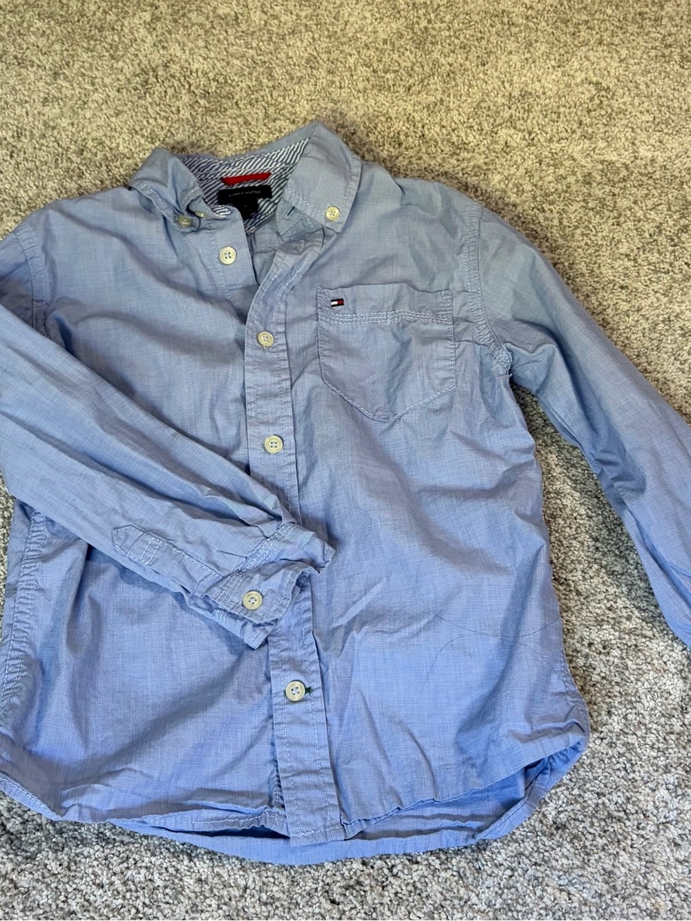 Tommy Hilfiger Boys Light Blue Button-Down Shirt
